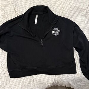 Fabletics Women's Black Cropped Quarter-Zip Sweater